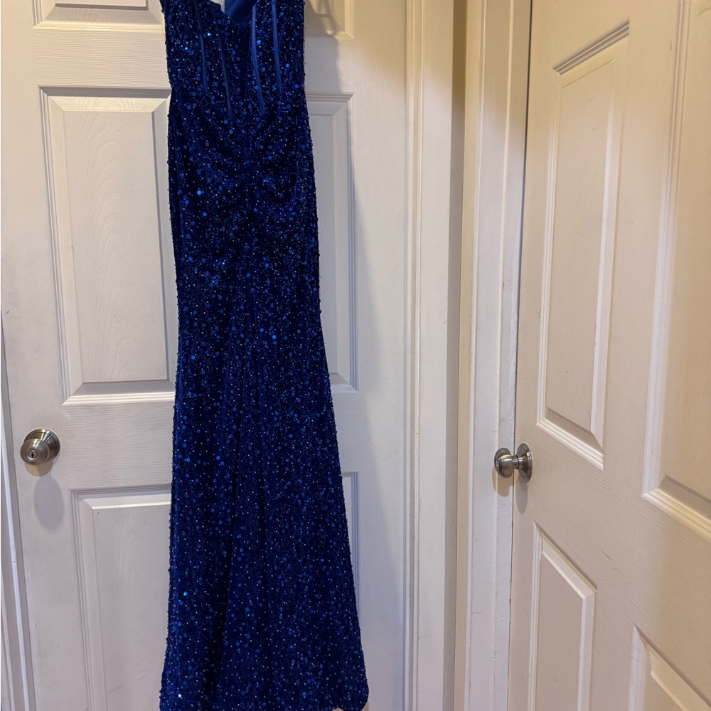 Sherri Hill Elegant Blue Sequin Evening Gown (great for prom)